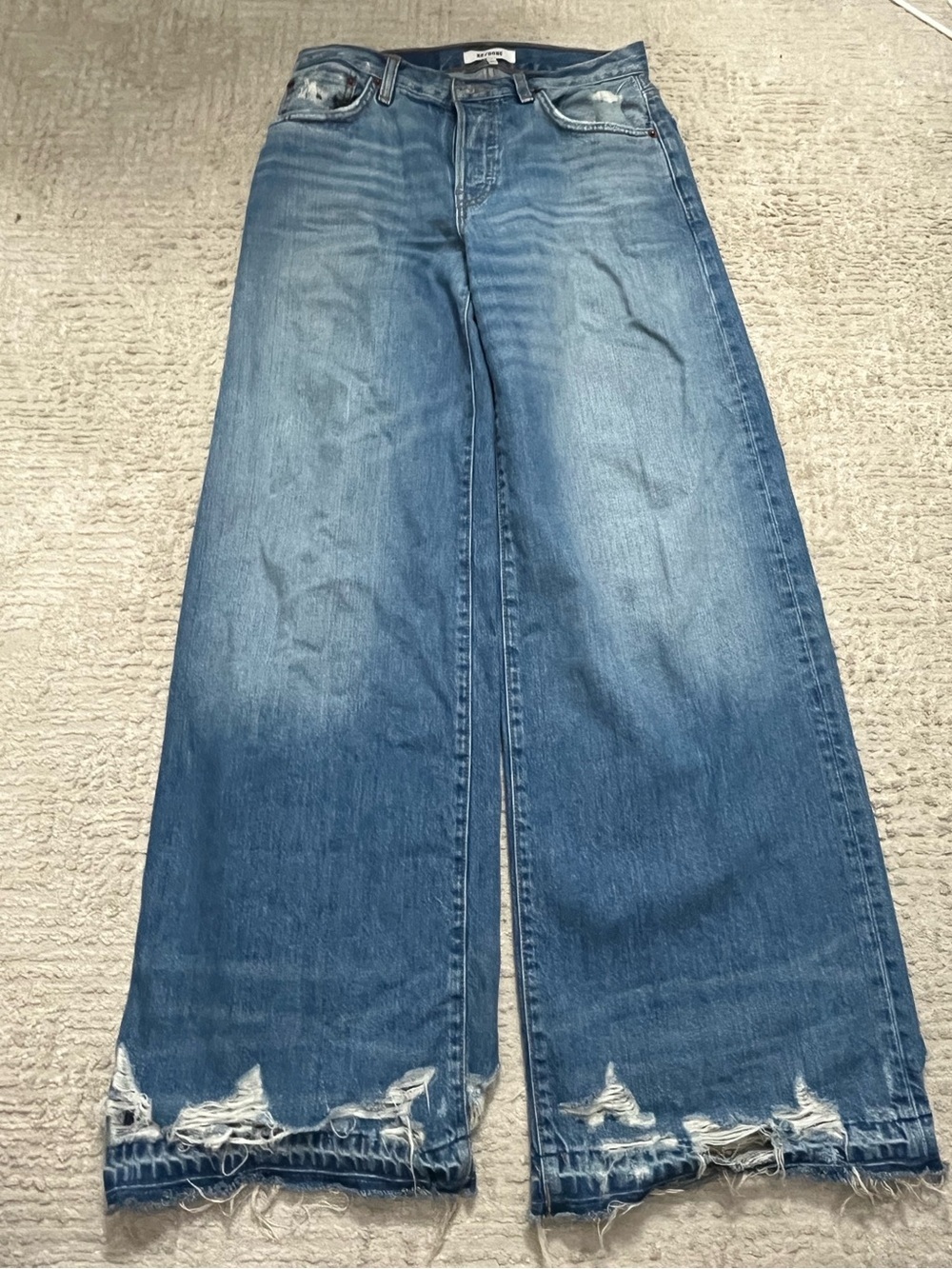 Re/Done 30x31 Mid Rise Palazzo Wide Leg Flare Jeans